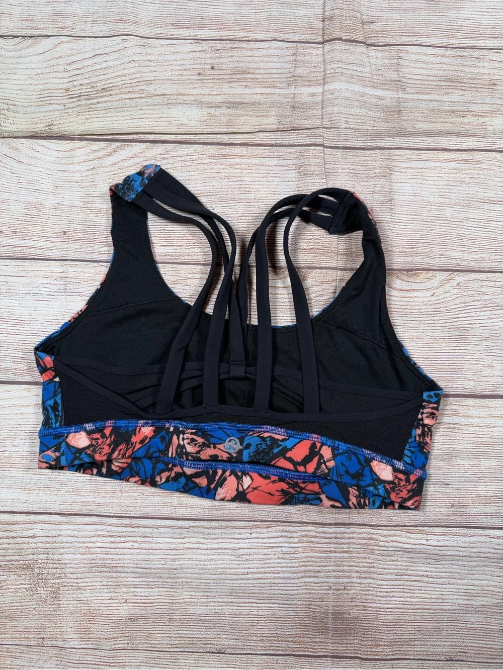 Lululemon Blue &‎ Coral Floral Butterfly Strappy Sports Bra
